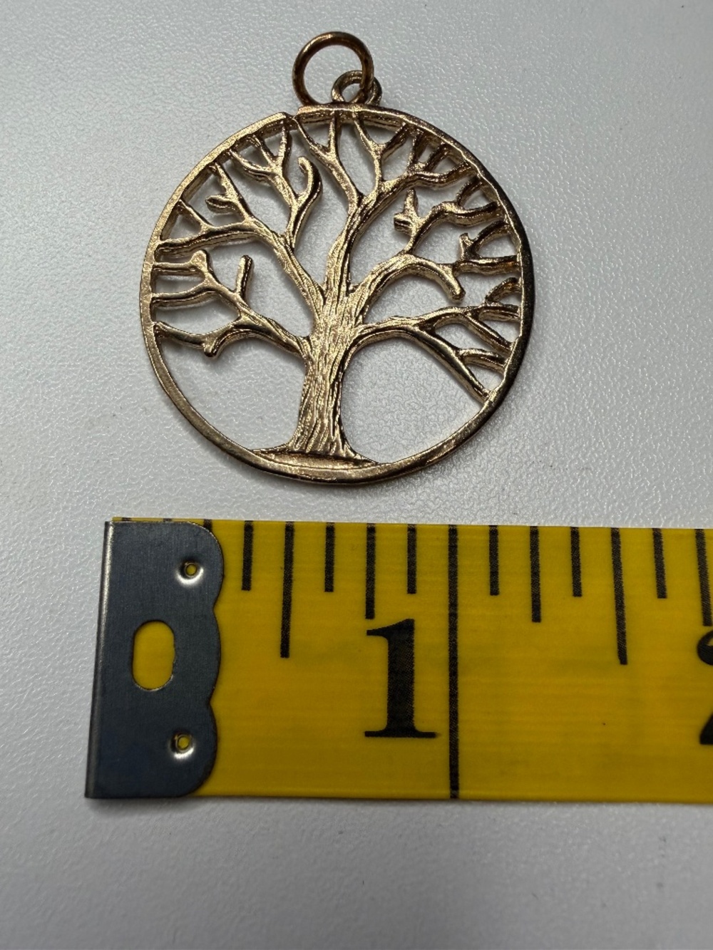 Vintage Gold Tone Tree of Life Charm Pendant 1 ¼" - Picture 7 of 8